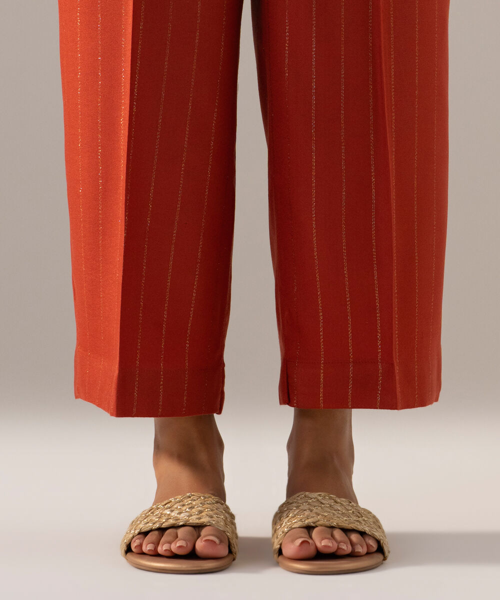 Women's RTW Dobby Crepe Lurix Solid Rust Straight Pants