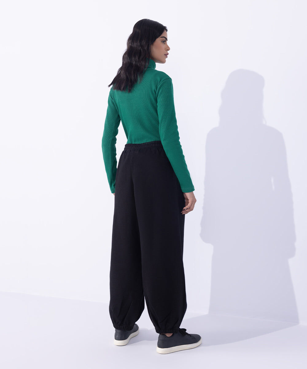 Woman - Black Oversized Jogging Trousers