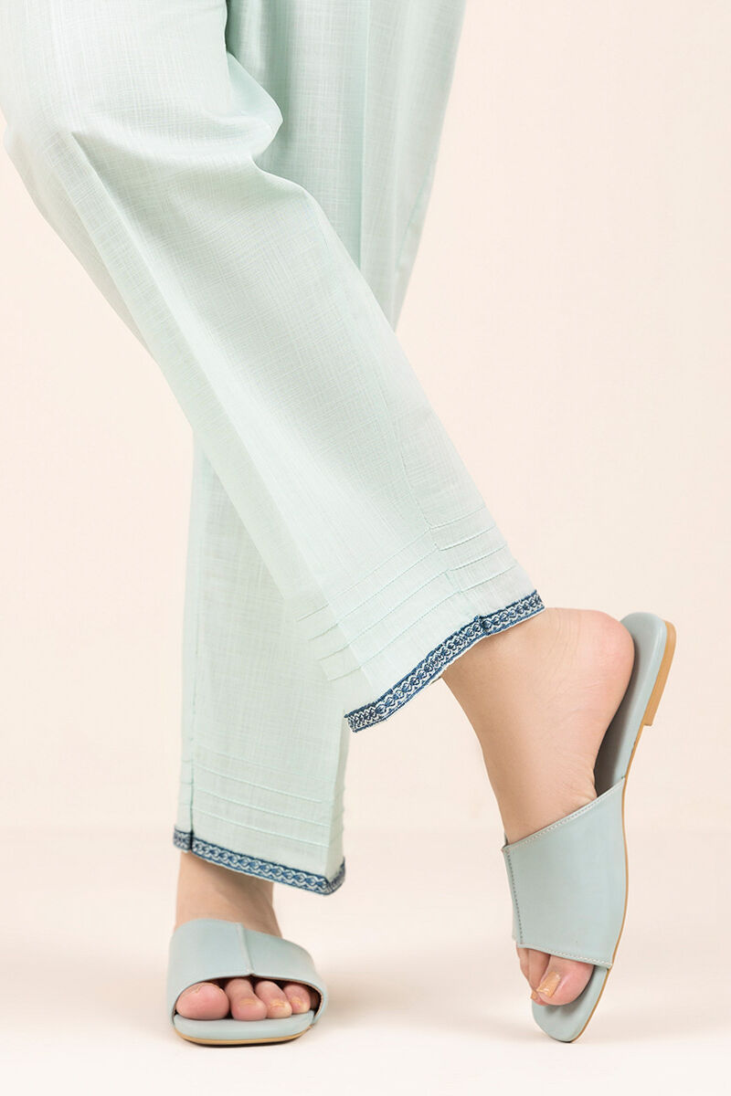 Embroidered Crosshatch Straight Pants