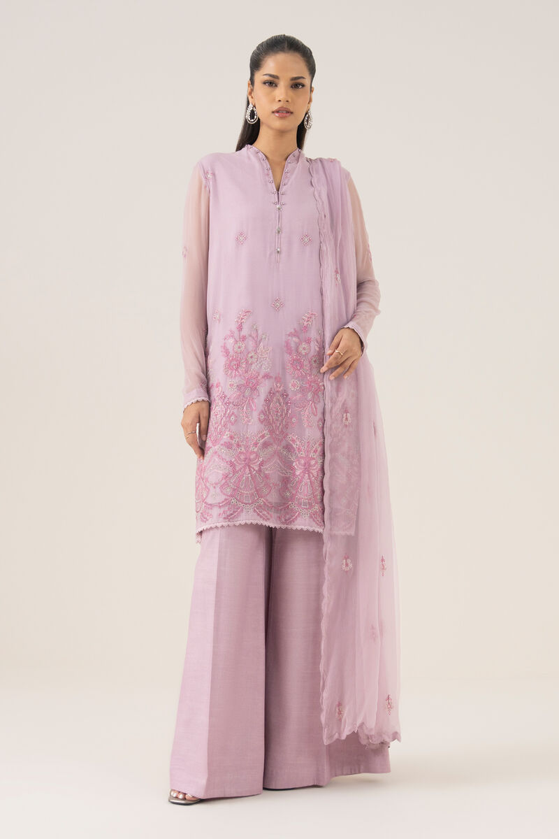 3 Piece - Embroidered Chiffon Suit