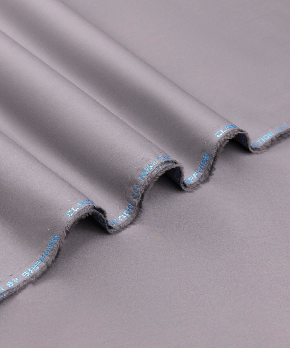 Men's Unstitched Two-Piece Metal Grey Premium Cotton Suit