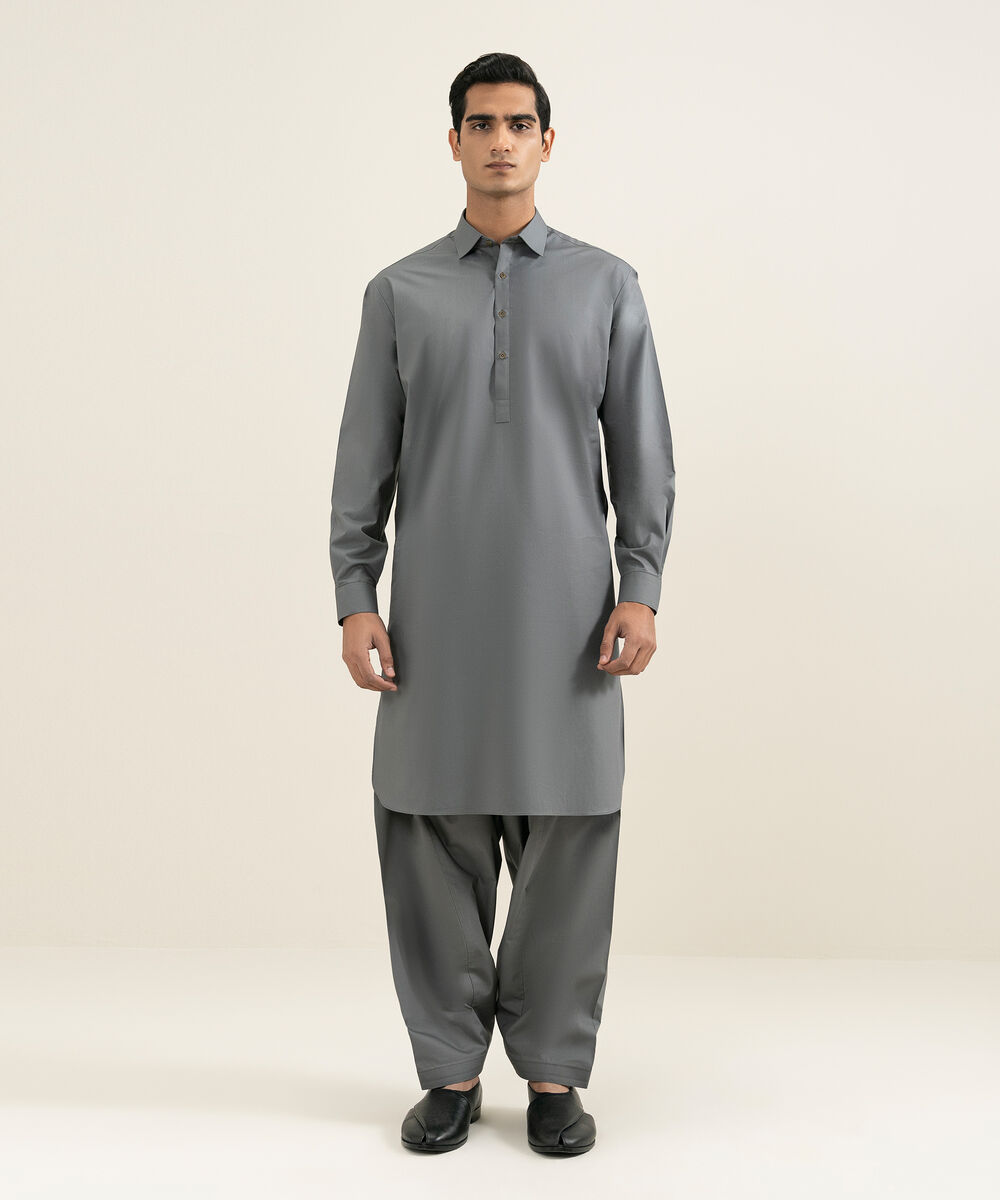 Men's Stitched Grey Kameez Shalwar