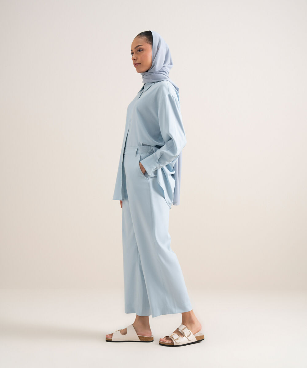 Women's Sky Blue Straight-Leg Pants