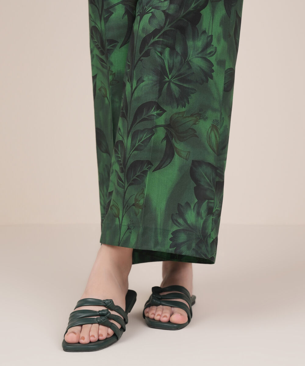 Women's RTW Cambric Green Printed Culottes