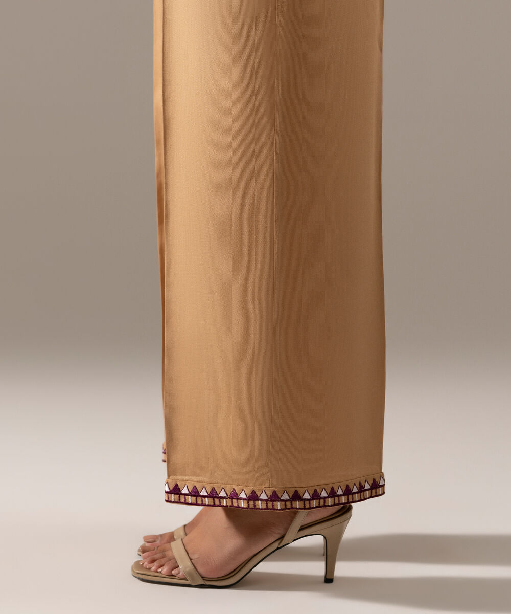Women's RTW Bedford Solid Dark Beige Shalwar
