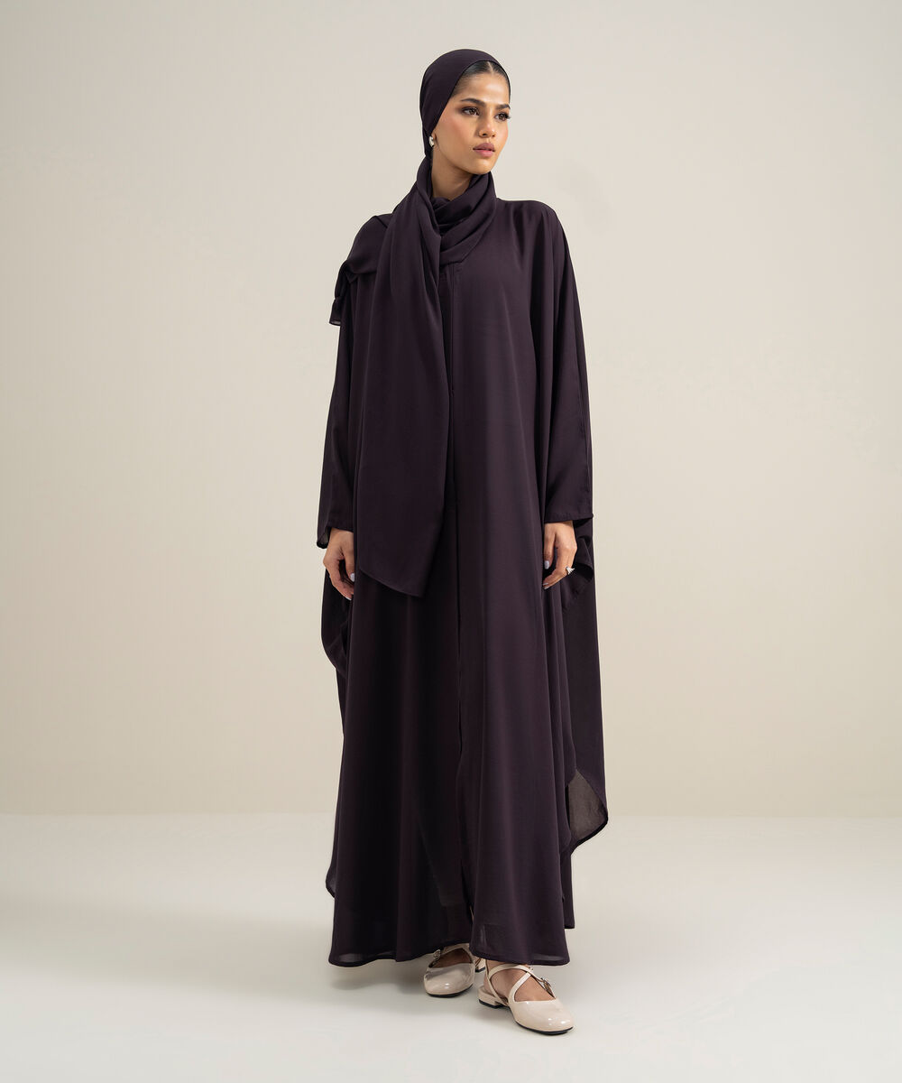 Women's 100% Cotton Purple Kaaftan Abbaya Set
