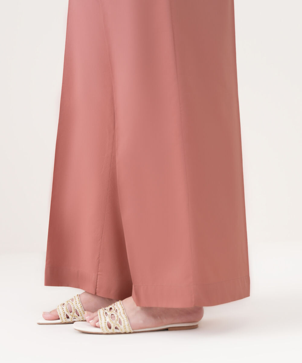Women's RTW Cotton Viscose Solid Pink Culottes
