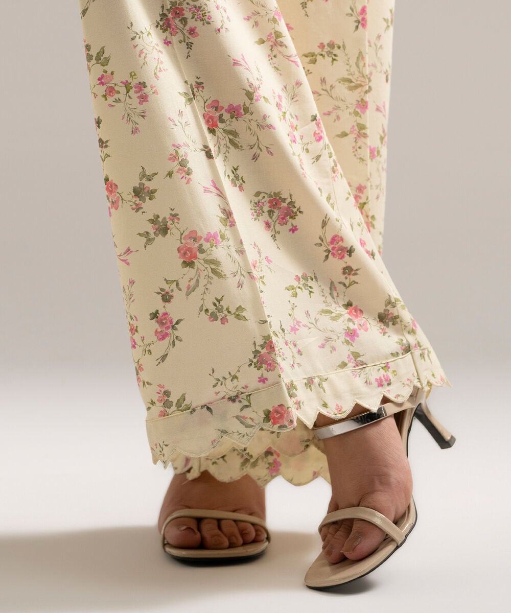 Women's RTW Cambric Printed Pale Yellow Culottes
