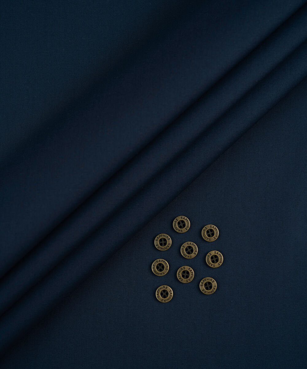 Men's Unstitched Navy Two Piece Premium Cotton Suit