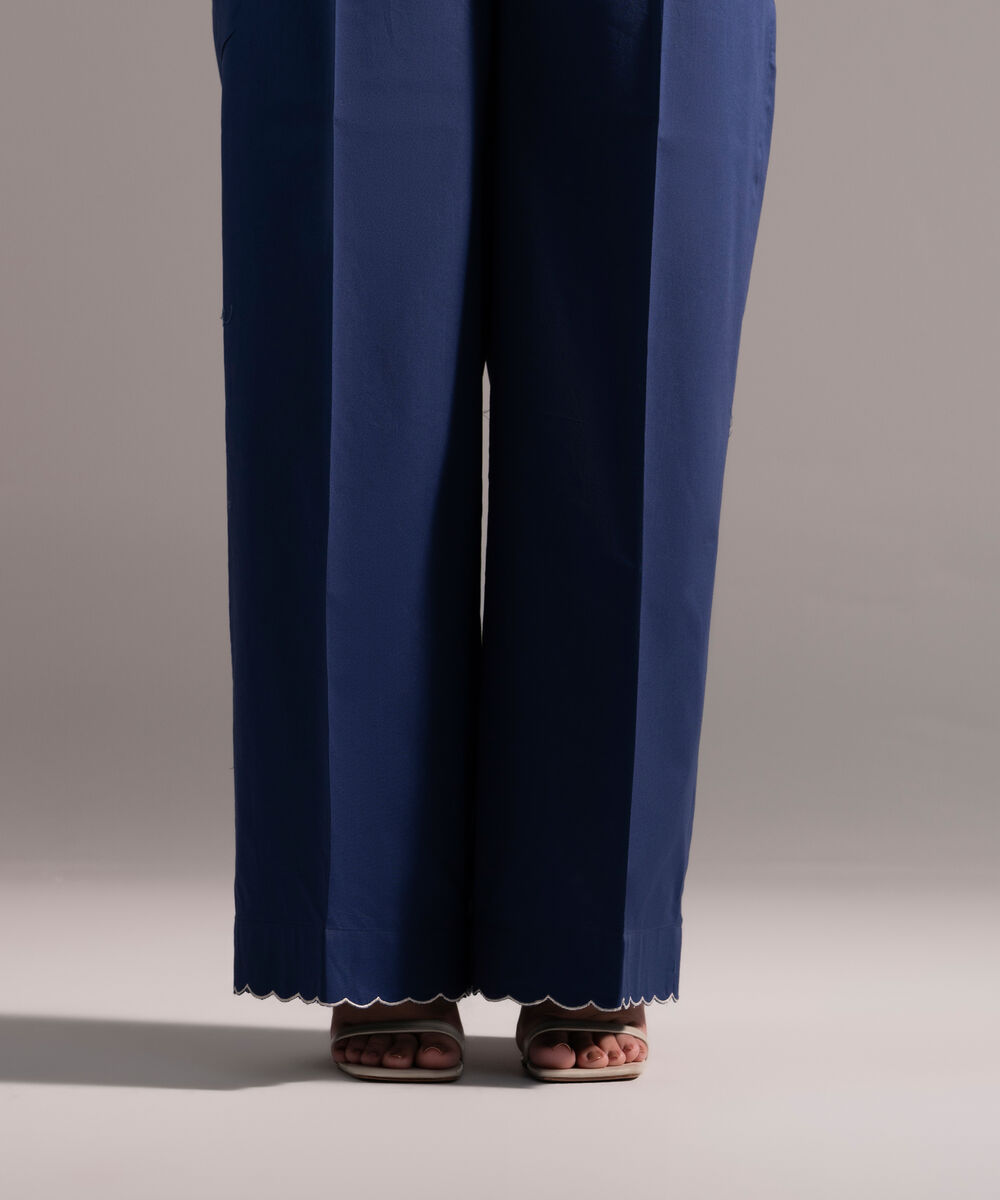 Women's RTW Cambric Solid Dark Blue Culottes