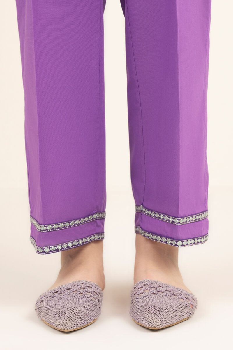 Embroidered Cambric Straight Pants