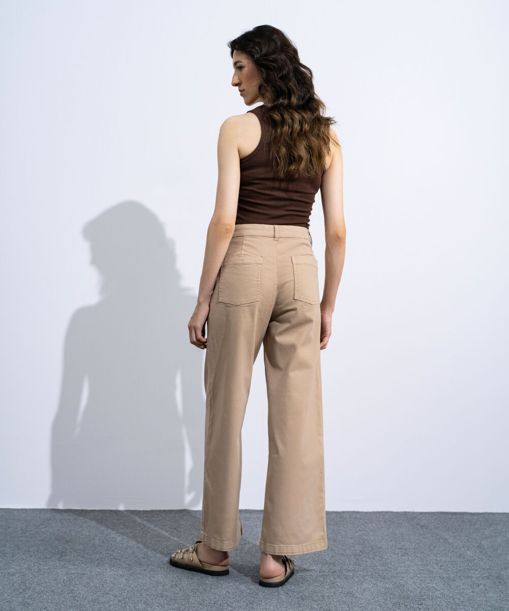 Women's Khaki Straight Fit Chino Trousers