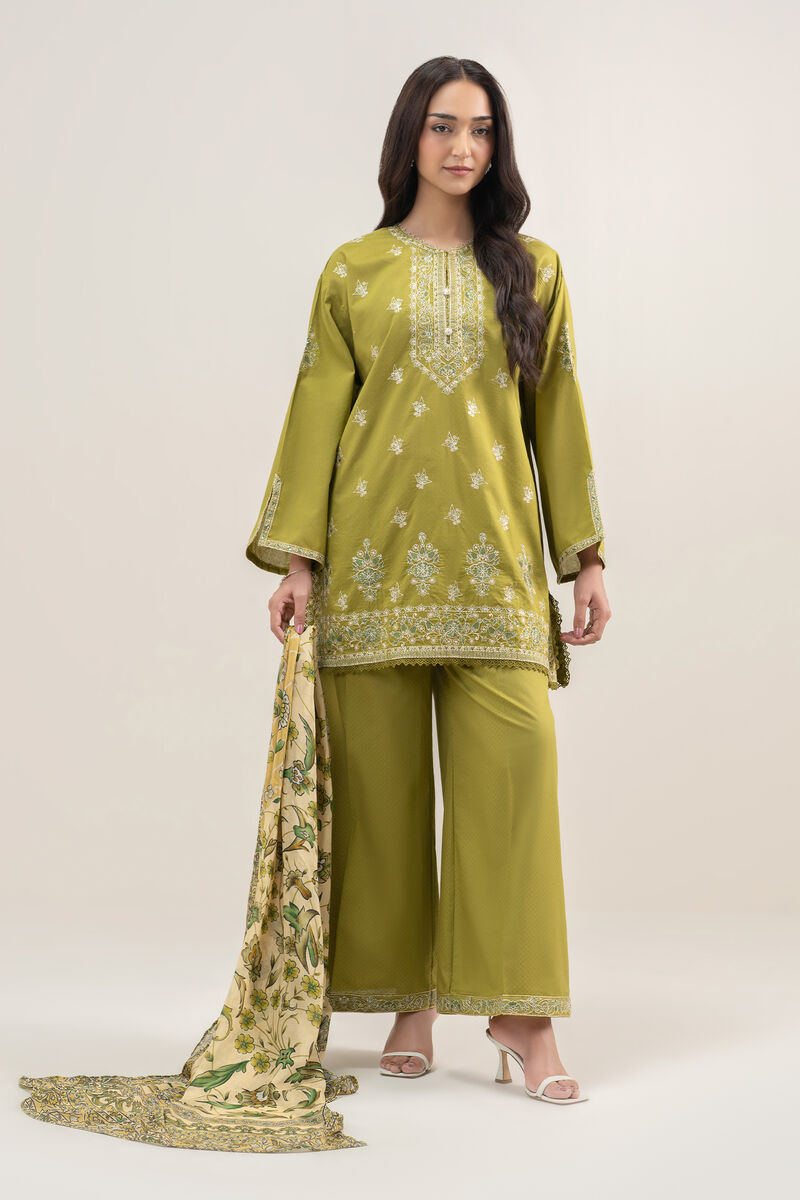 3 Piece - Embroidered Dobby Suit