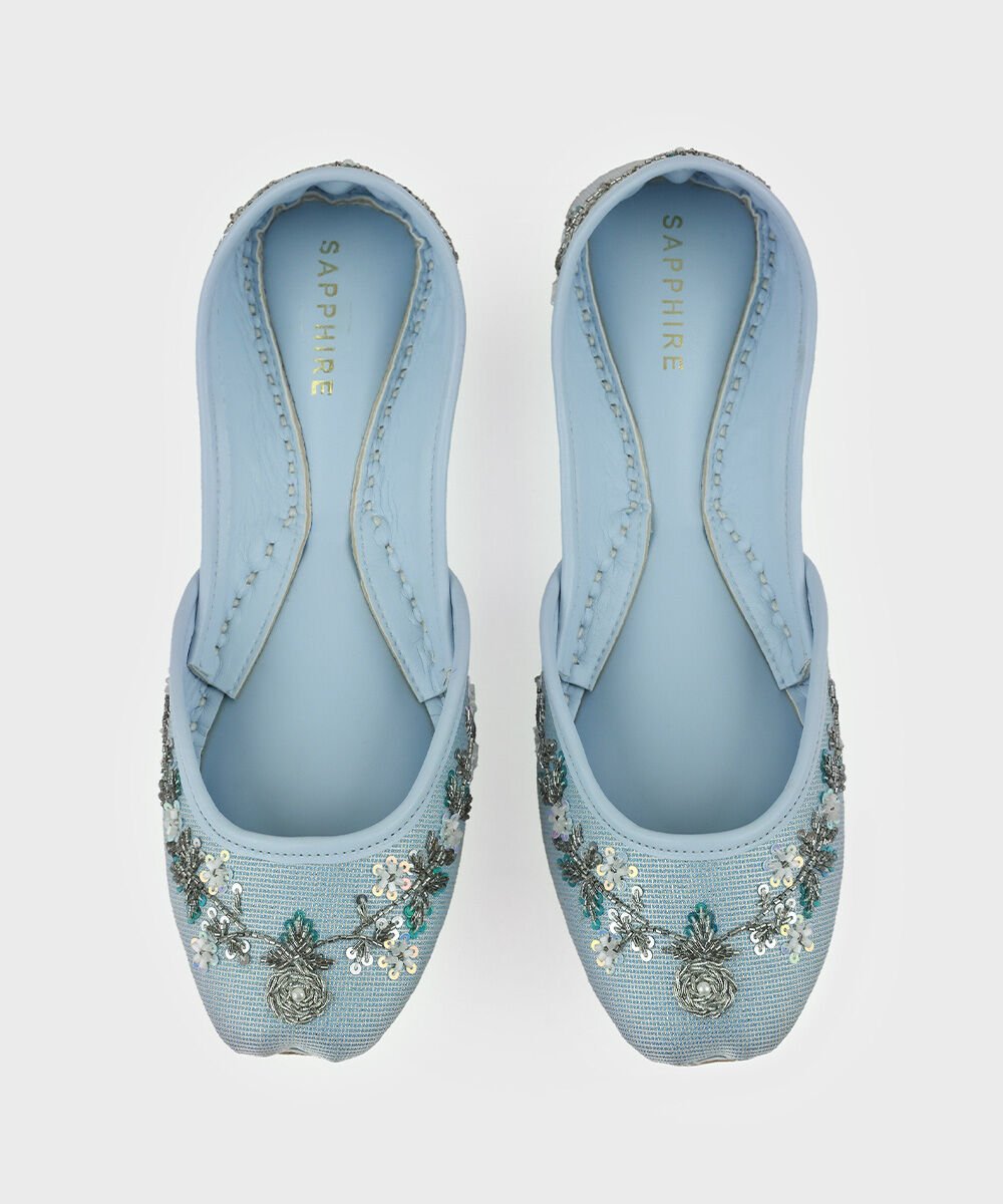 Woman - Blue Embellished Khussas