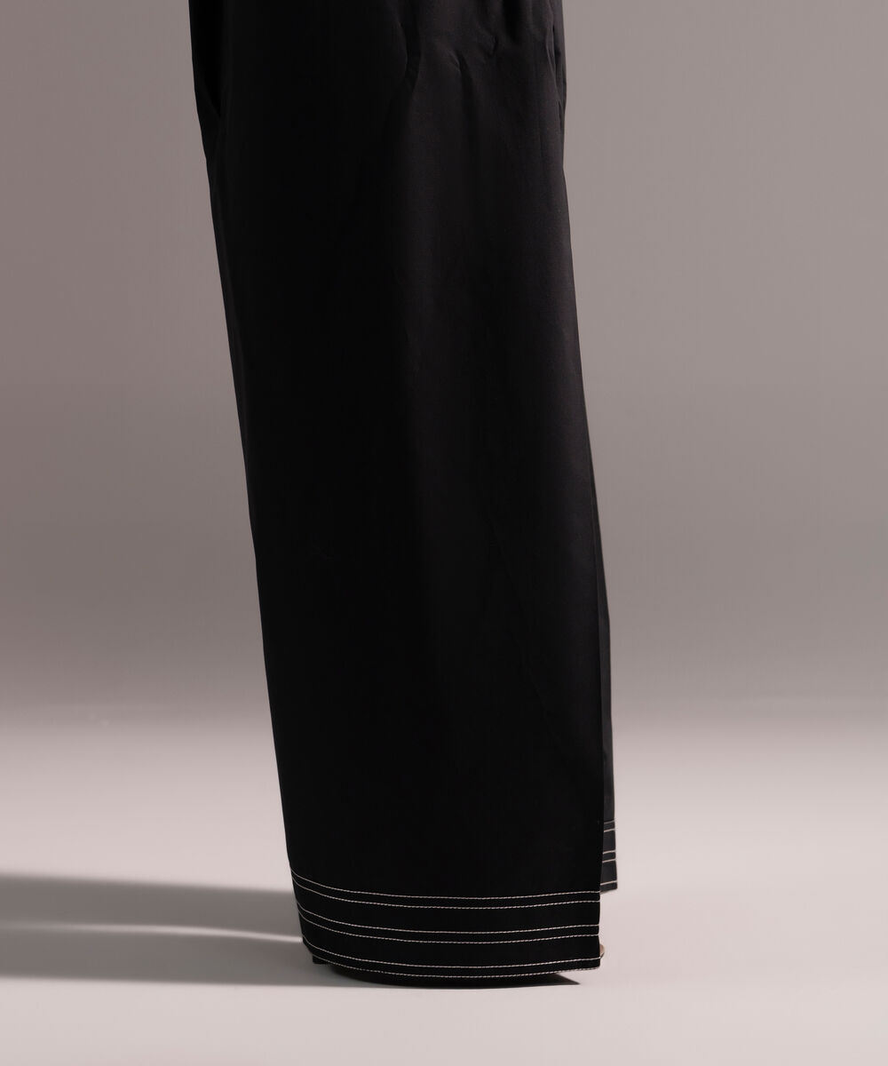 Women's RTW Poplin Embroidered Black Farshi Shalwar