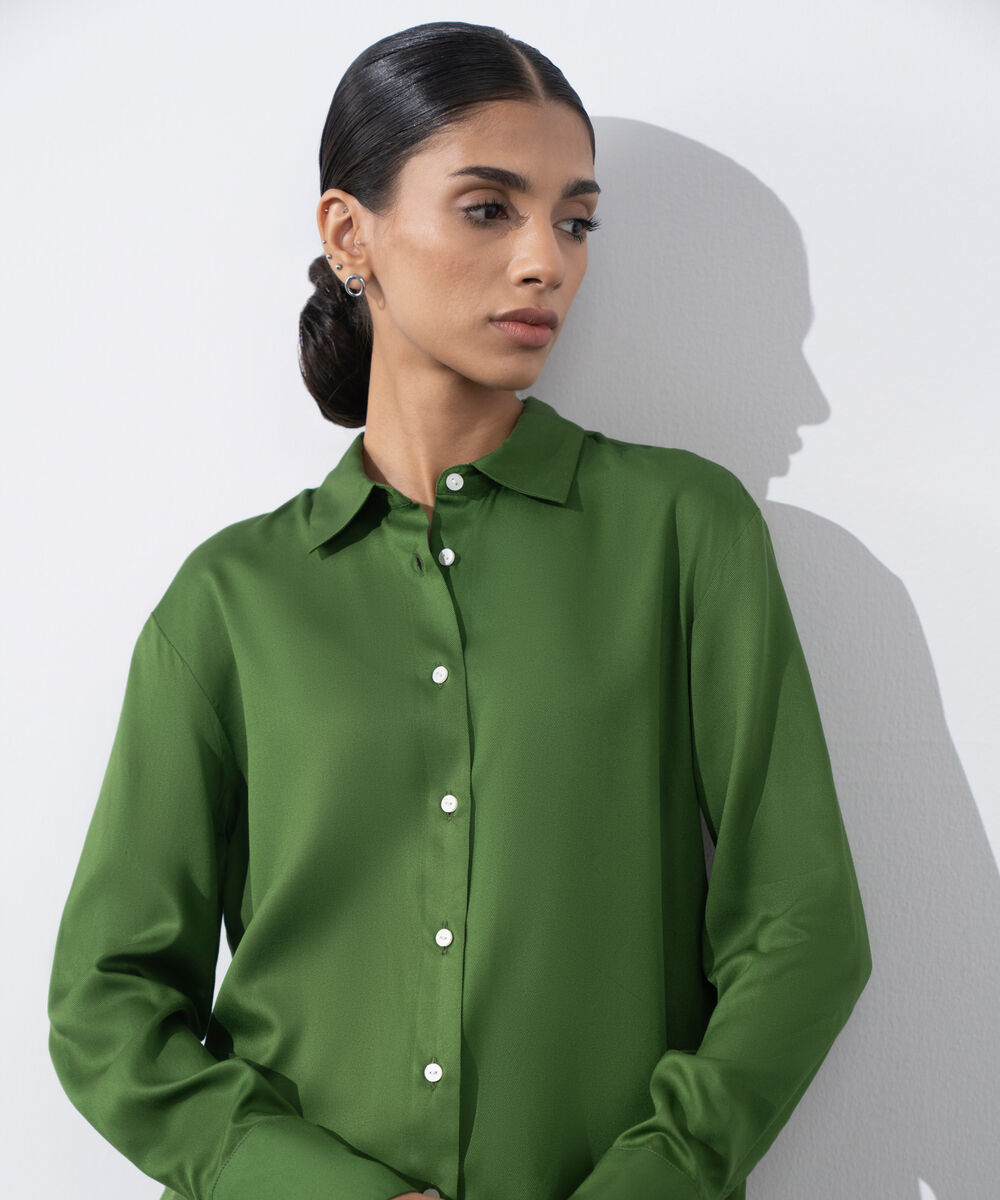 Women's Western Wear Green  Regular-Fit Shirt