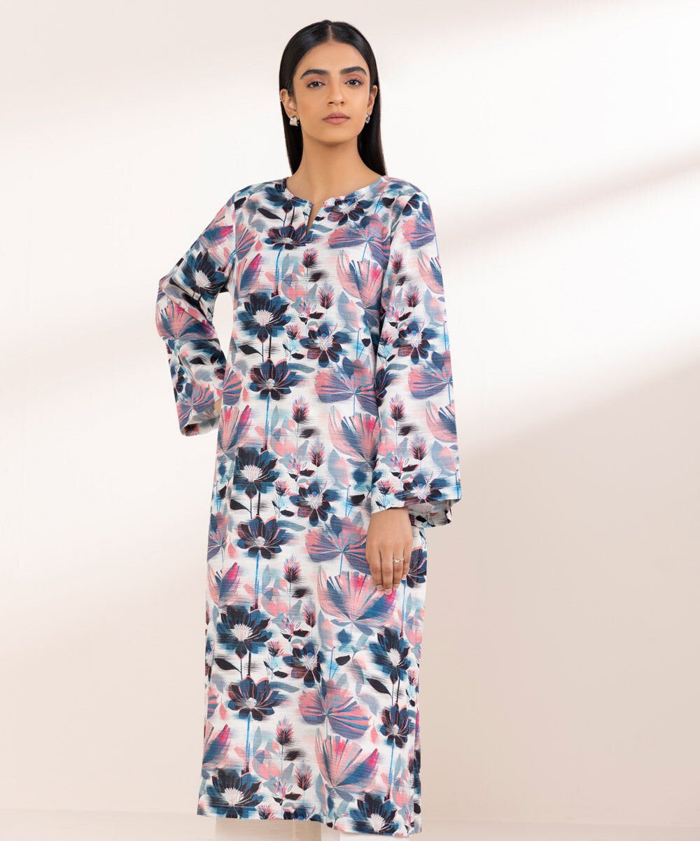 Women's Pret Khaddar Multi Printed A-Line Shirt