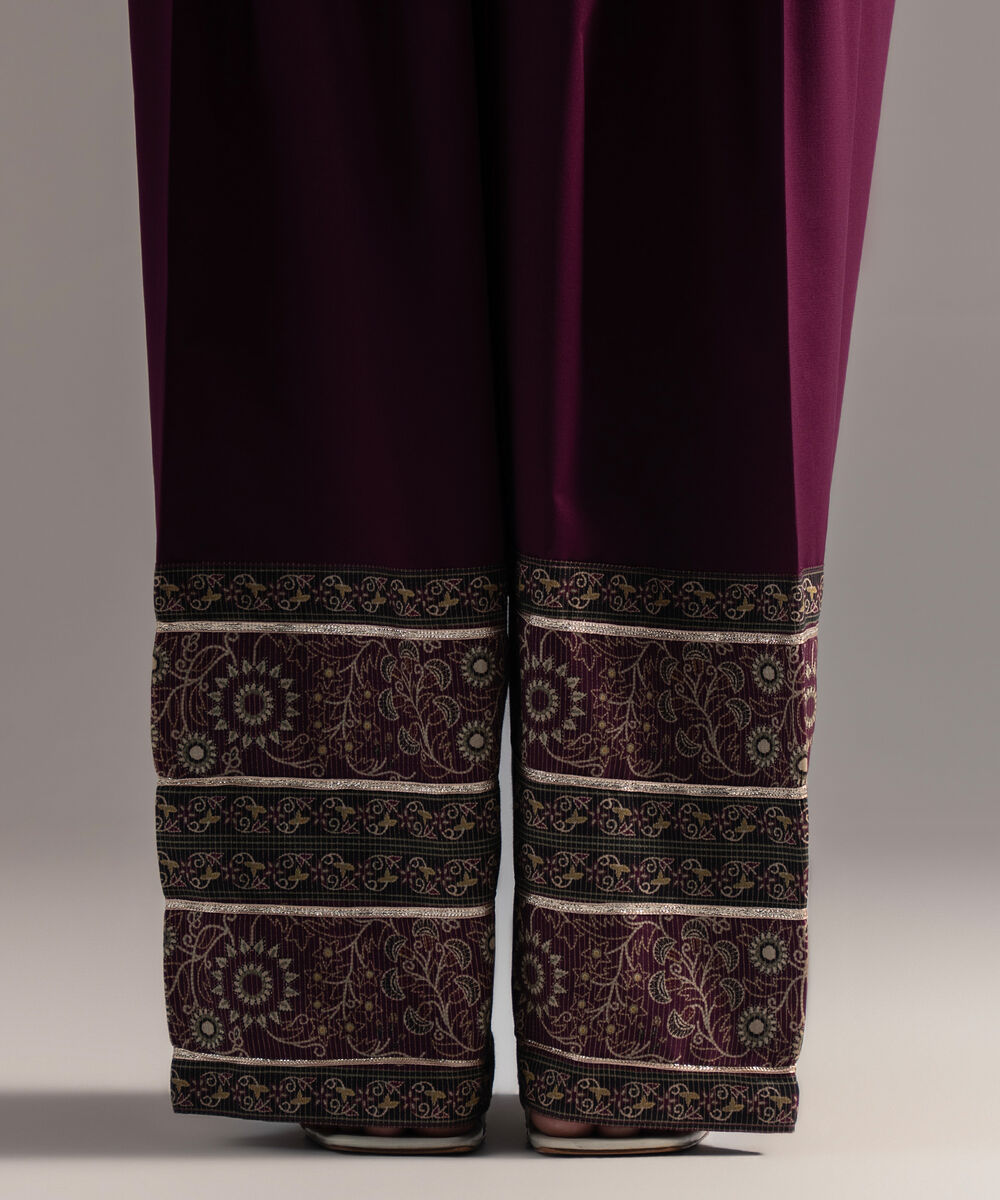 Women's RTW Cambric Solid Deep Maroon Farshi Shalwar