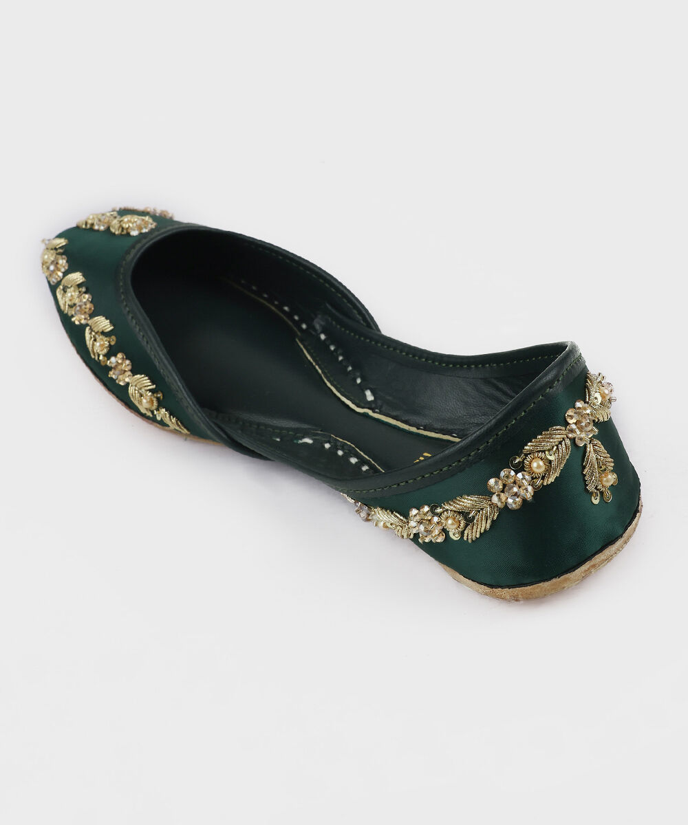 Woman - Green Embellished Khussas