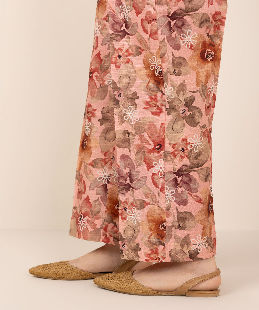 Woman - Pink Printed Khaddar Straight Pants
