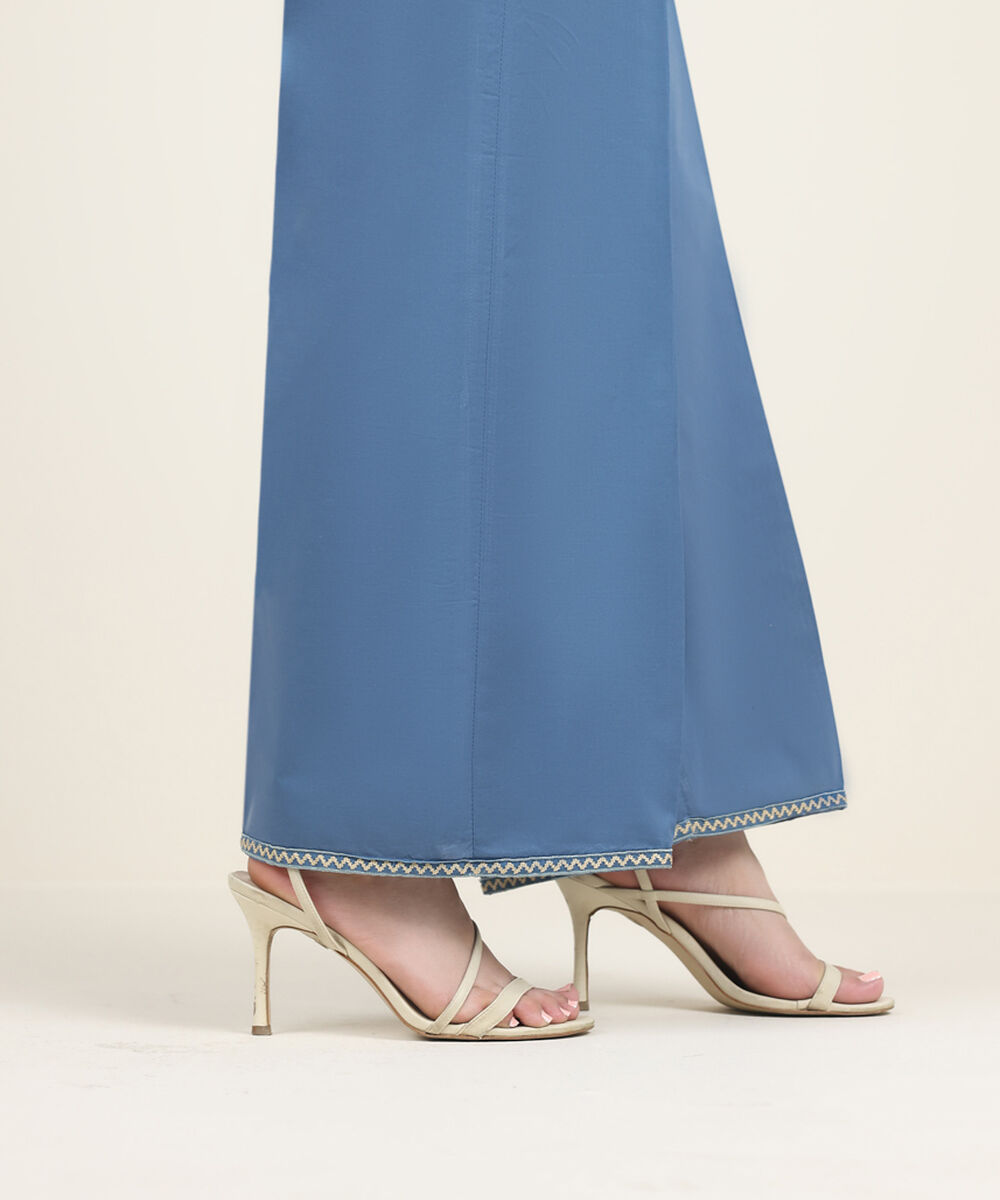 Women's RTW Cambric Blue Embroidered Culottes