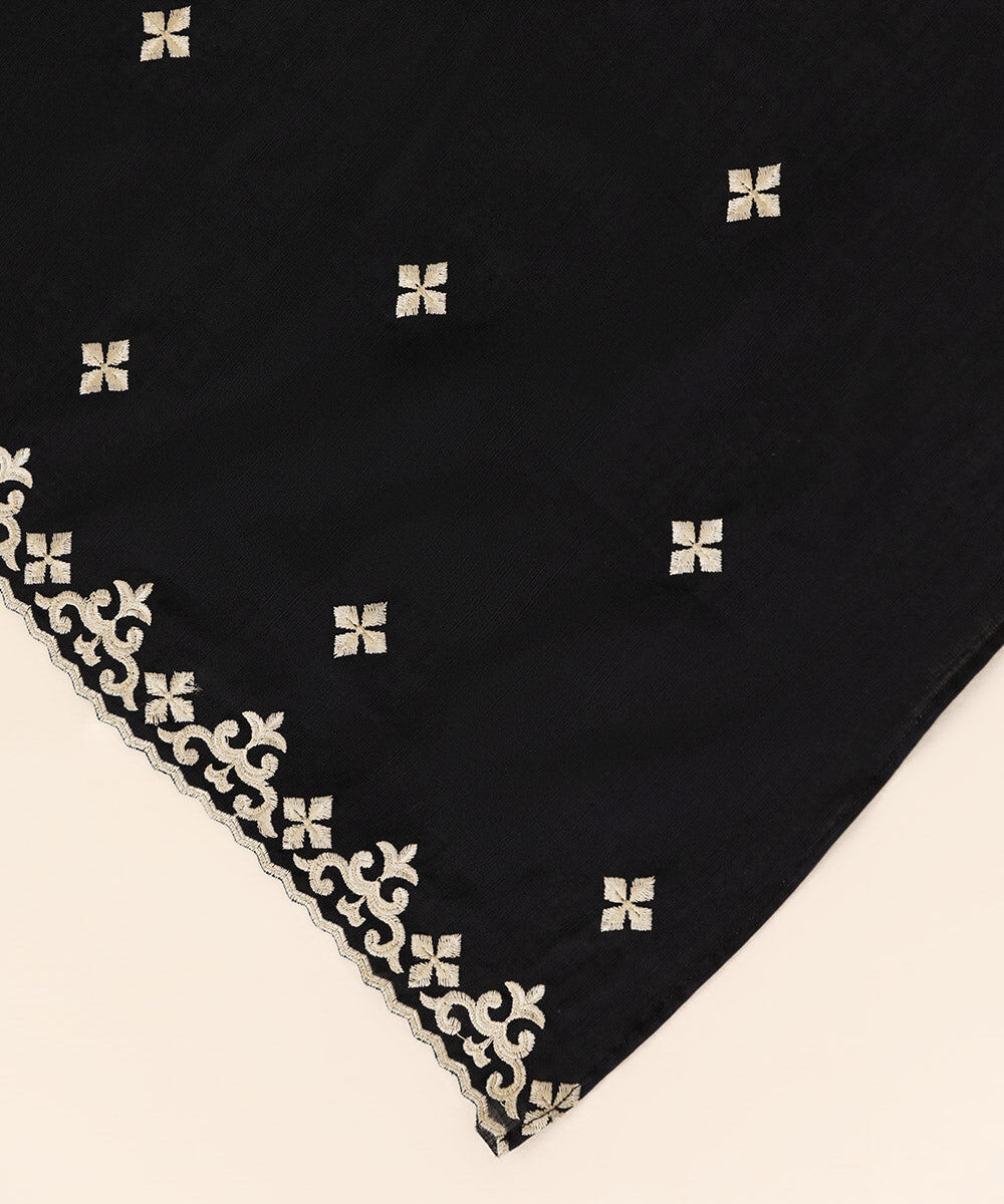 Khaddar Black Embroidered Dupatta