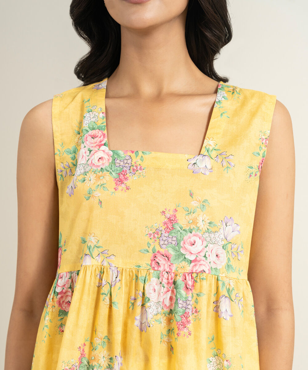 Women's RTW Lawn Printed Yellow Dress Shirt