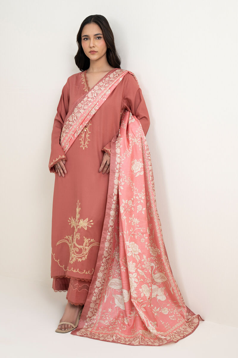 3 Piece - Embroidered Cotton Viscose Suit
