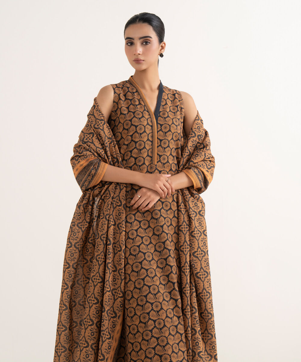 Women's Unstitched Light Khaddar Printed Multi Two Piece Suit