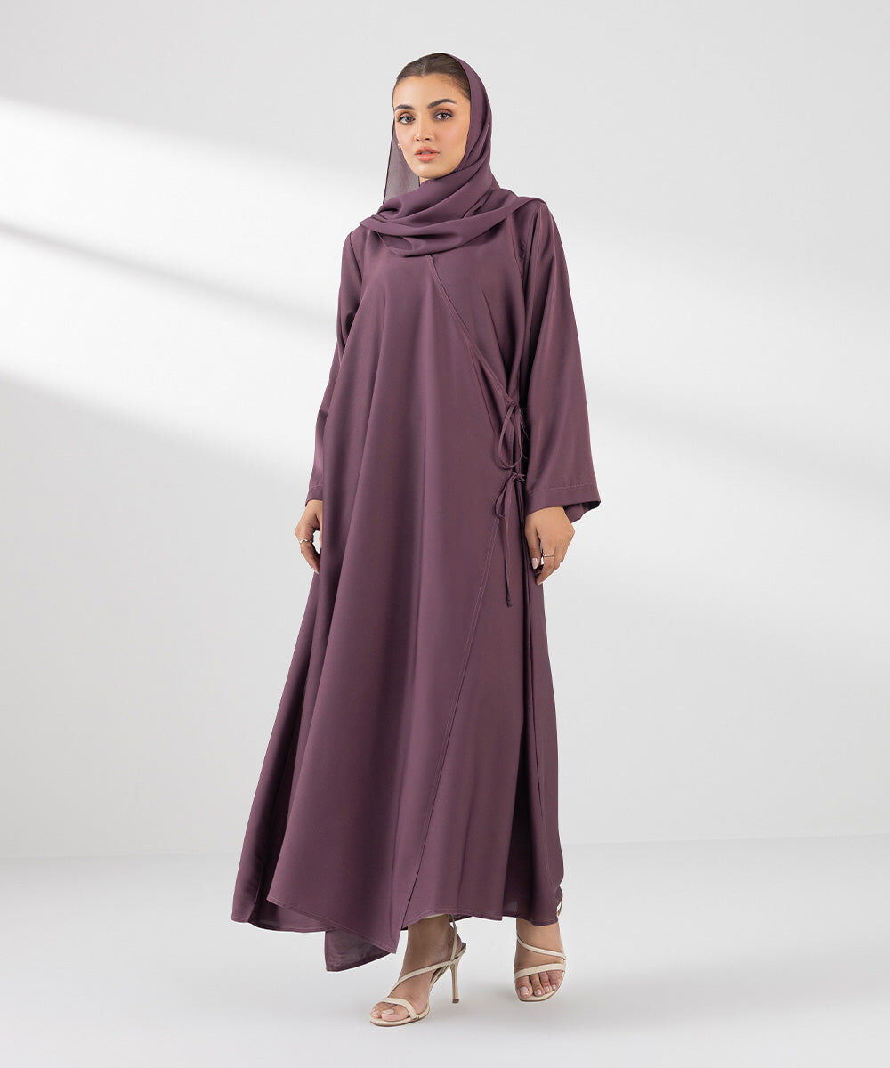 Woman - Purple Wrap Around Abaya Set