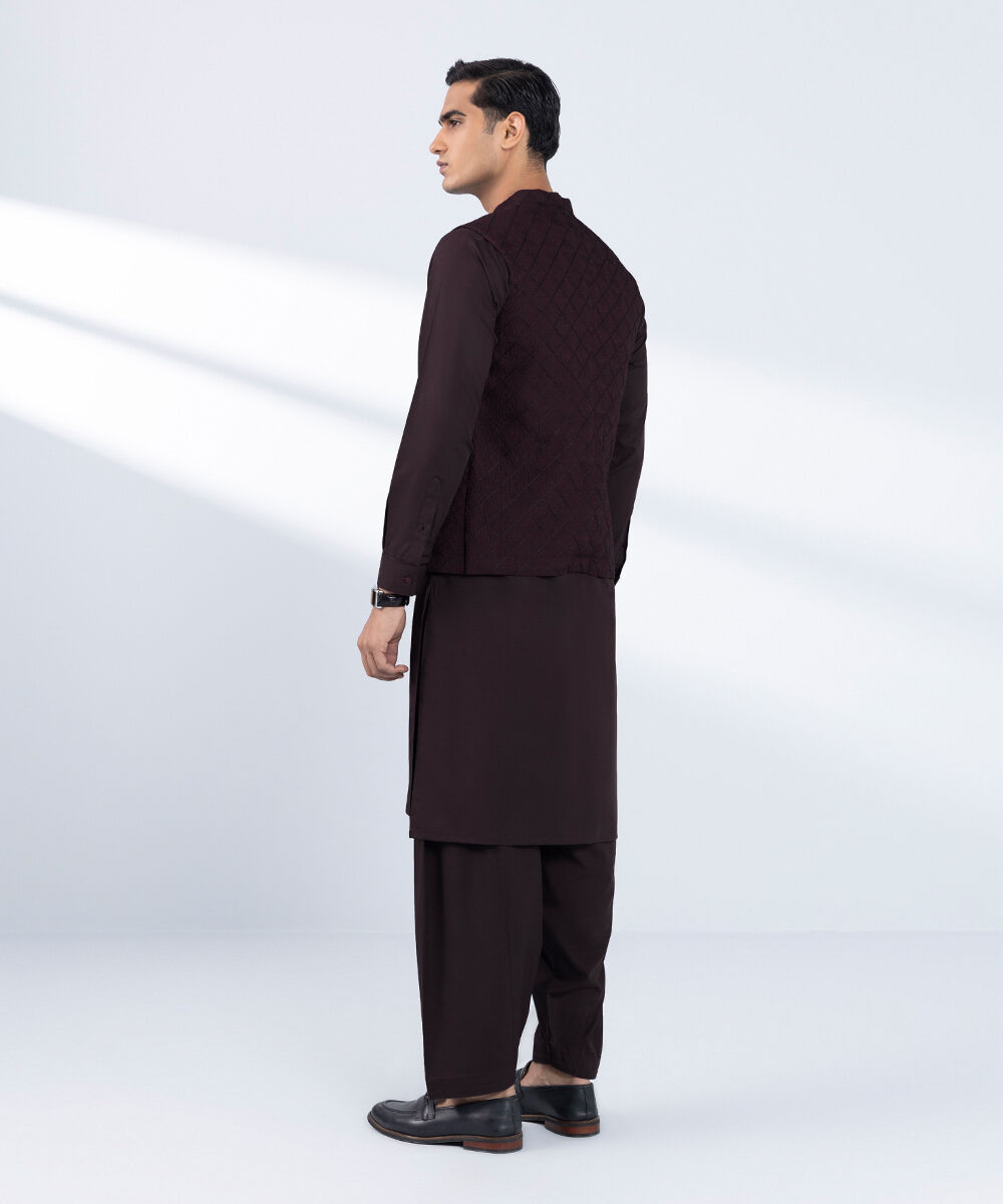 Men's Stitched Embroidered Red Waistcoat