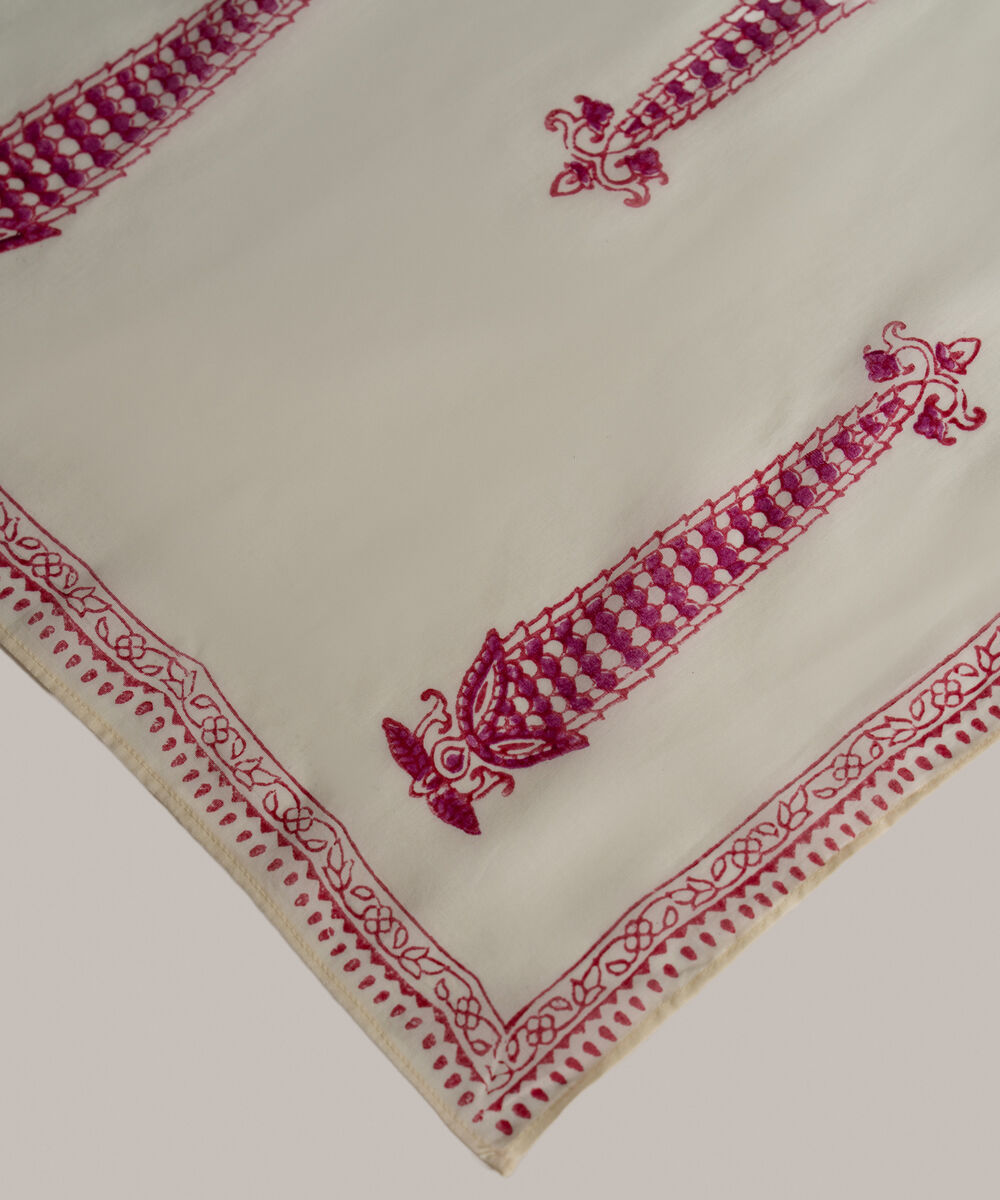 Women's RTW Fine Voil Printed Off White Dupatta