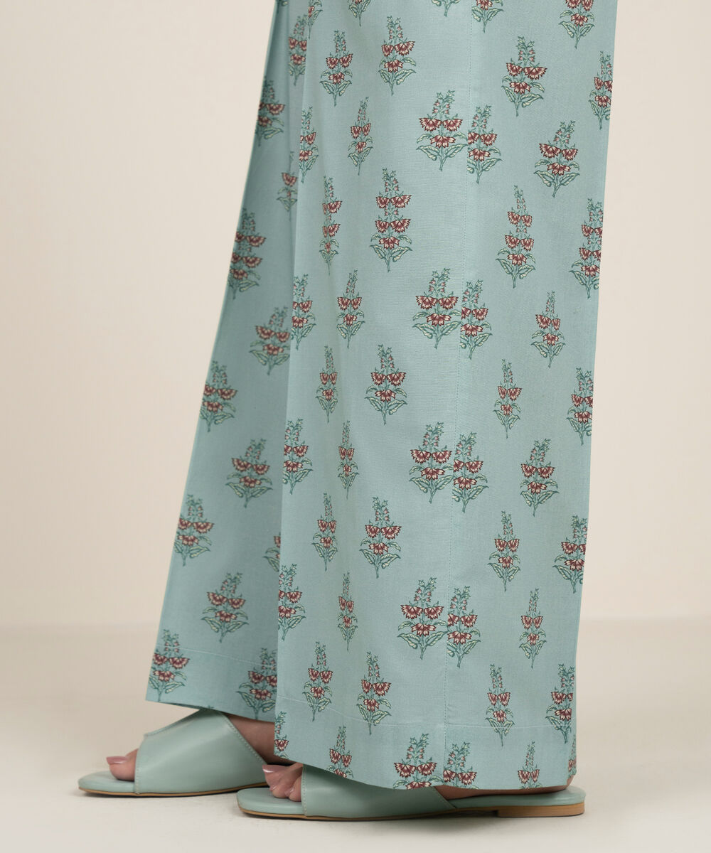 Women's RTW Cambric Printed Sage Green Culottes