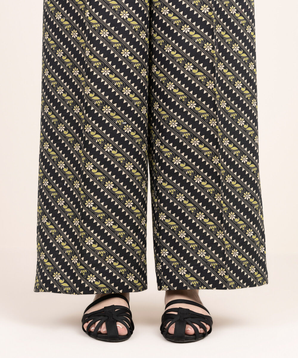 Women's RTW Khaddar Printed Black Culottes