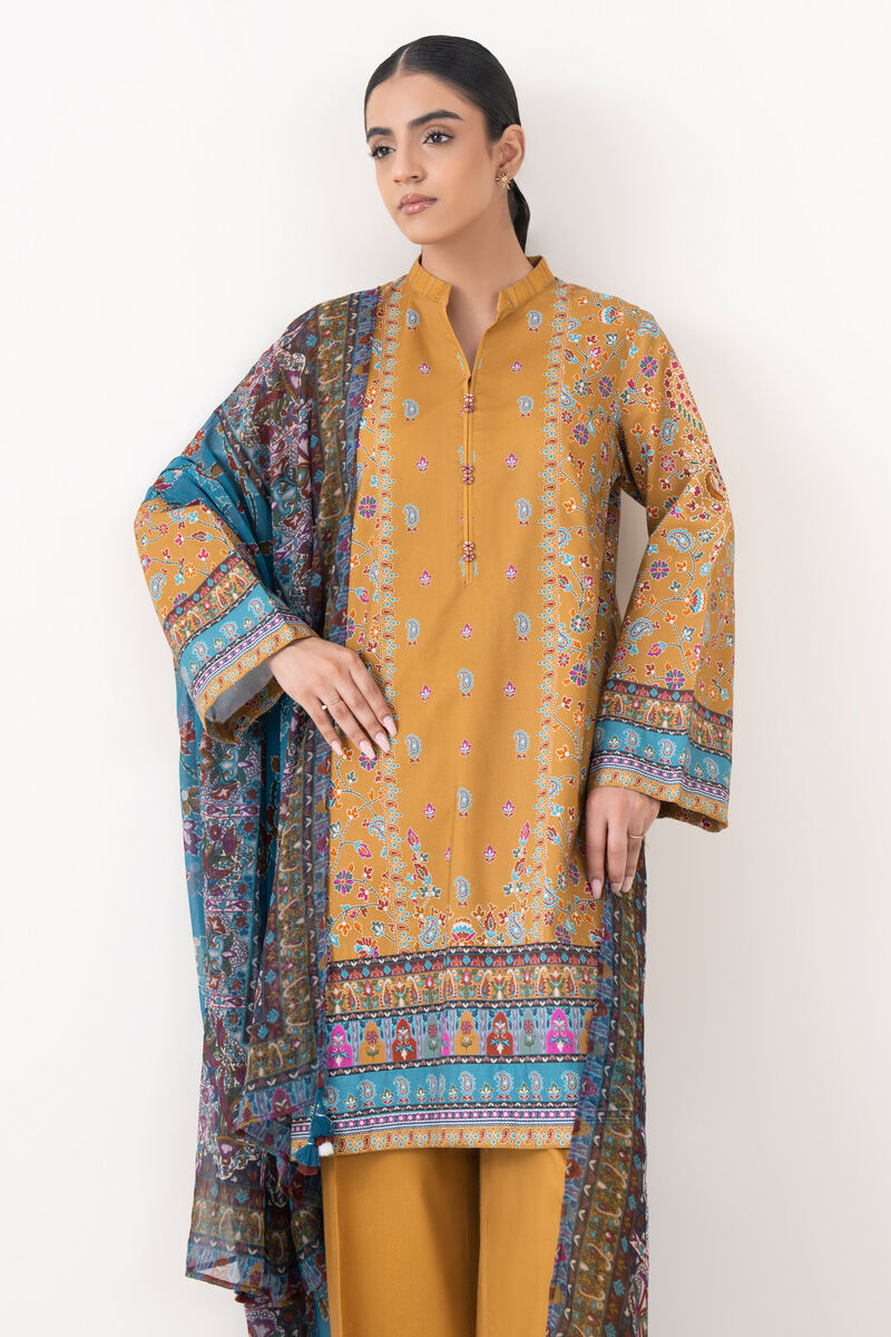 3 Piece - Printed Cotton Viscose Suit