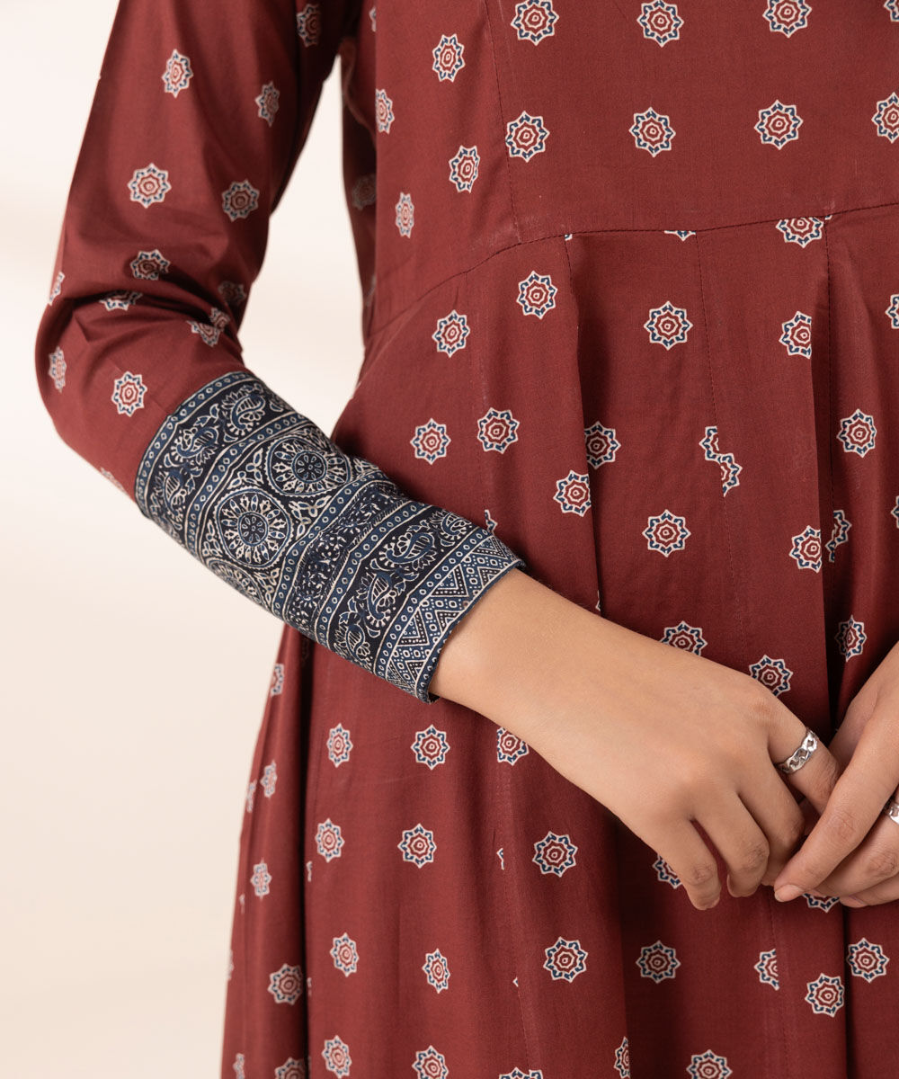 Women's RTW Lawn Red Printed Peshwas