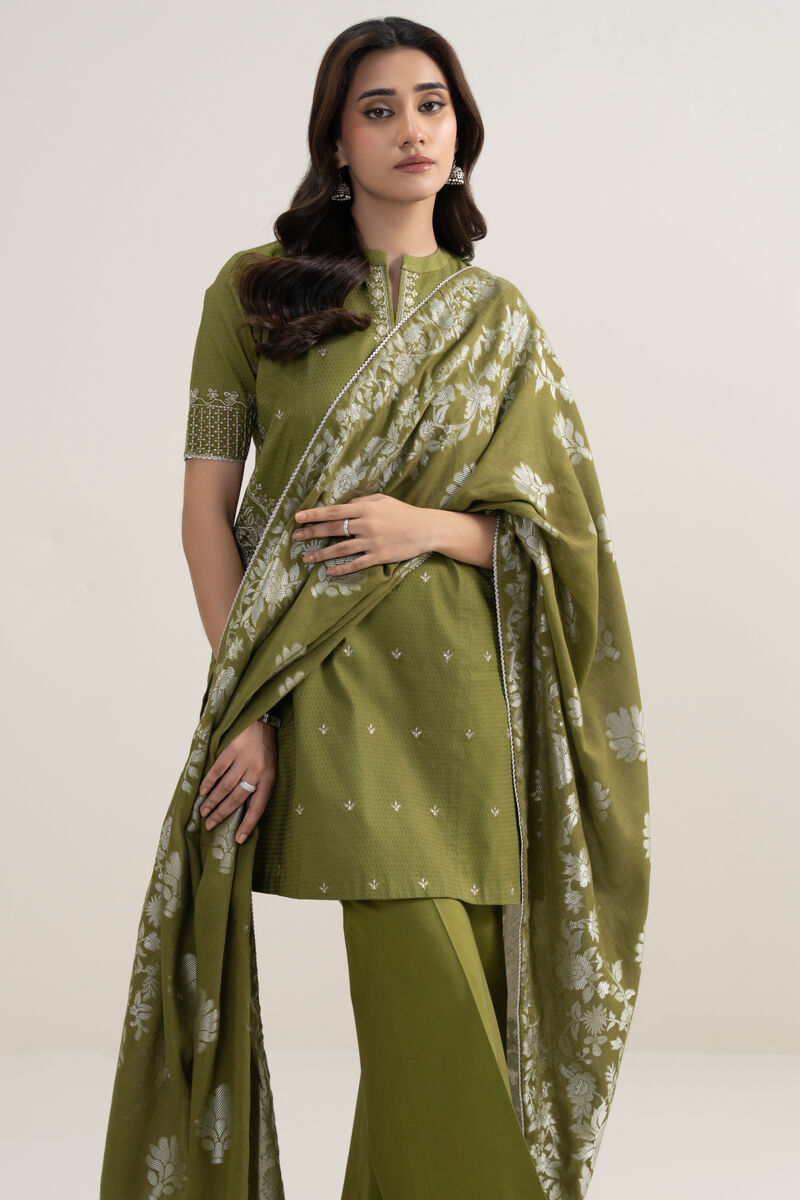 3 Piece - Embroidered Dobby Suit