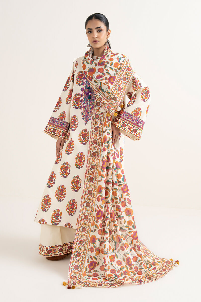 3 Piece - Embroidered Cotton Suit