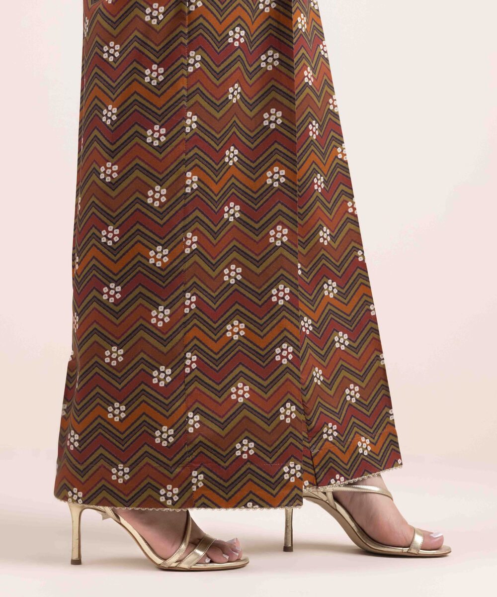 Woman - Brown Printed Cambric Culottes