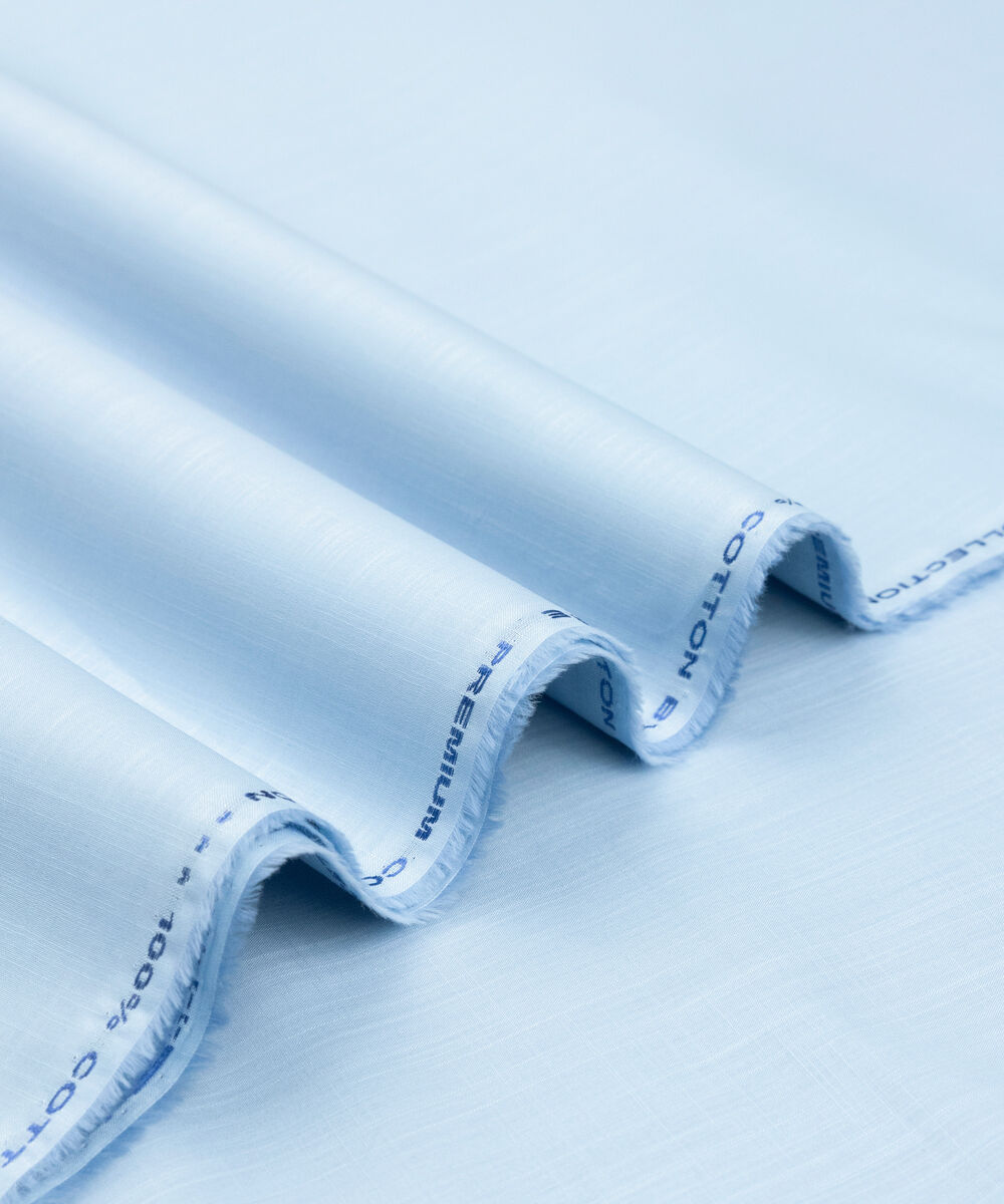 Men's Unstitched Two-Piece Soft Blue Premium Slub Cotton Suit