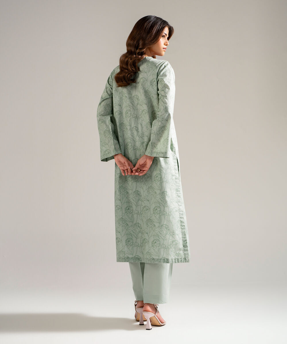 Women's RTW Cambric Embroidered Green 2 Piece Suit
