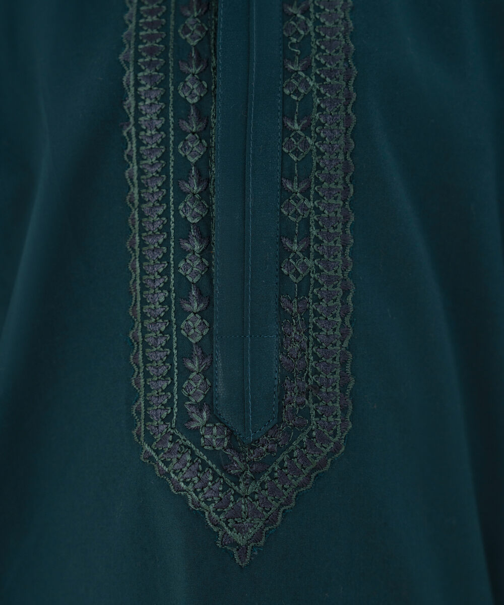 Boys Stitched 100% Cotton Teal Kurta