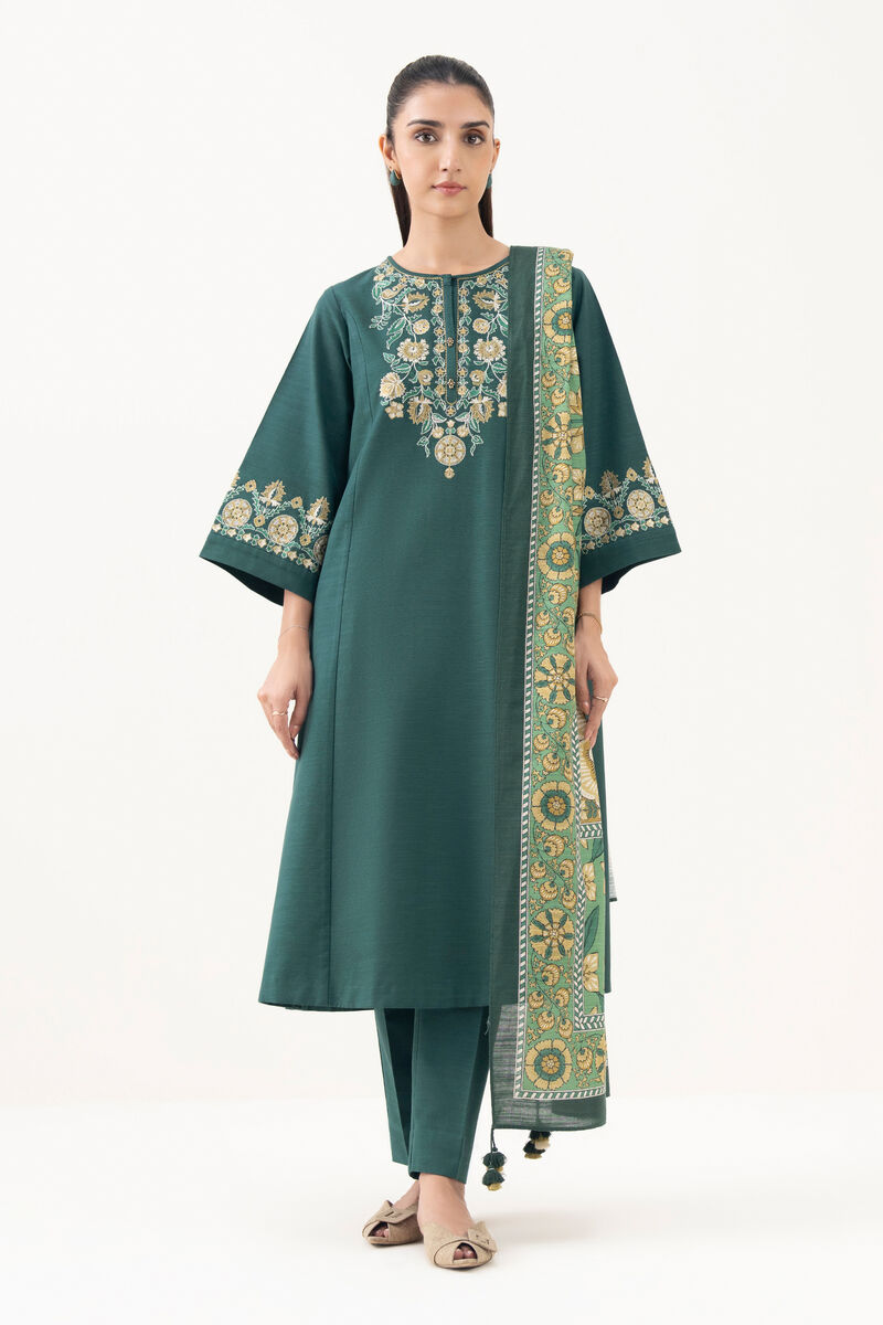 3 Piece - Embroidered Khaddar Suit