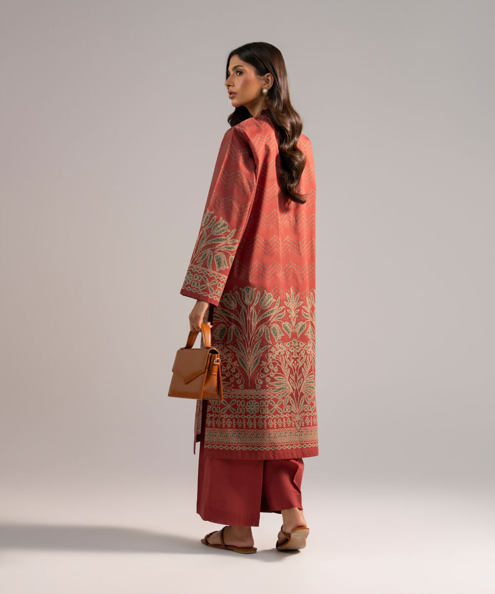 Women's RTW Lawn Solid Maroon 2 Piece Suit
