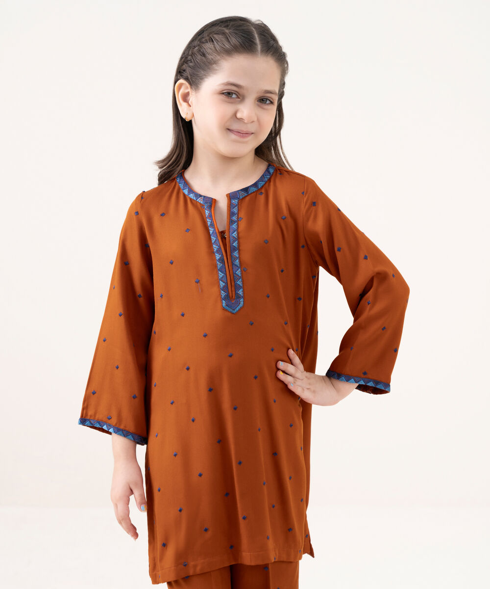 Girl's Bedford  Embroidered Rust 2 Piece Suit