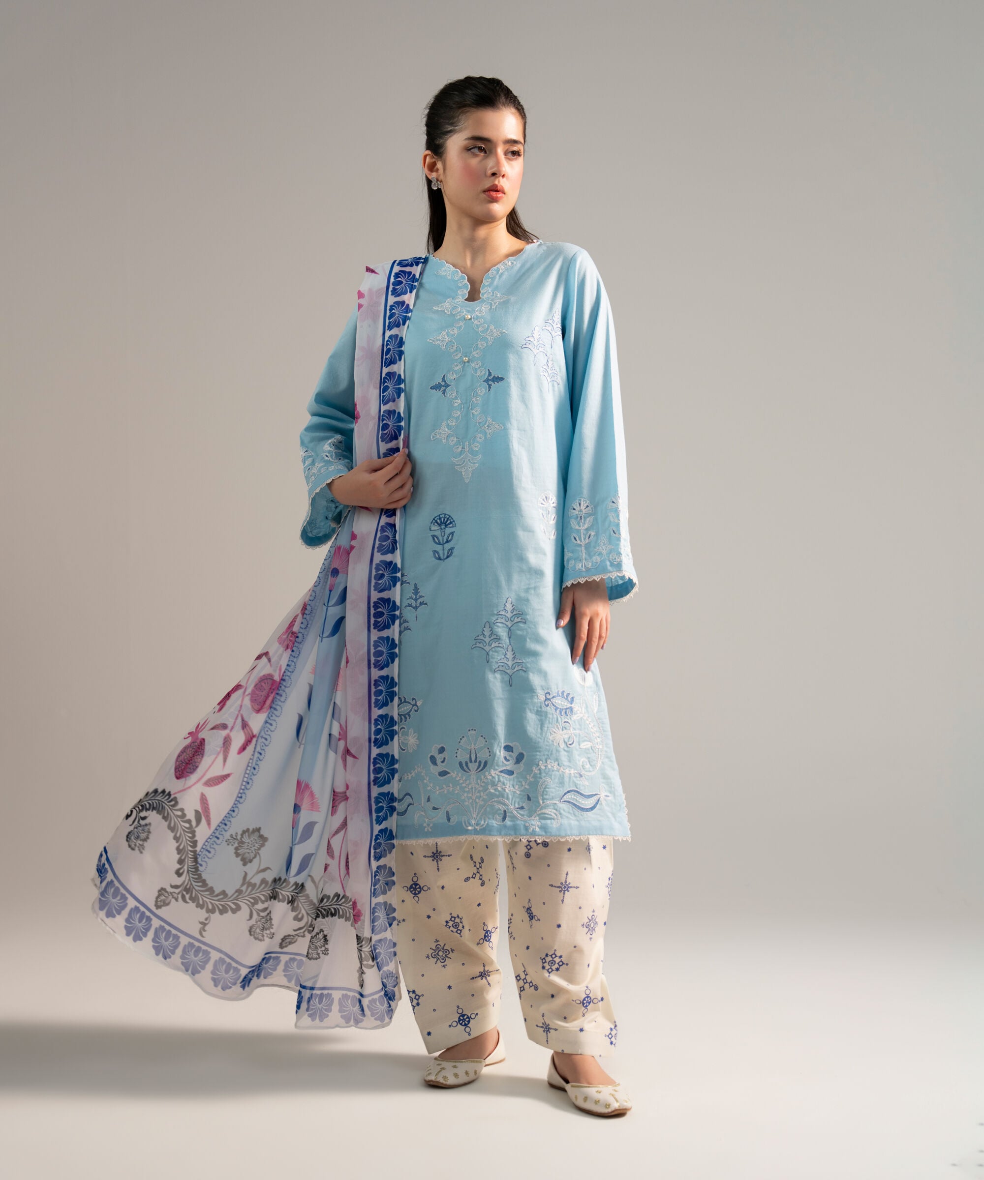 Sapphire - 3 Piece - Embroidered Dobby Suit