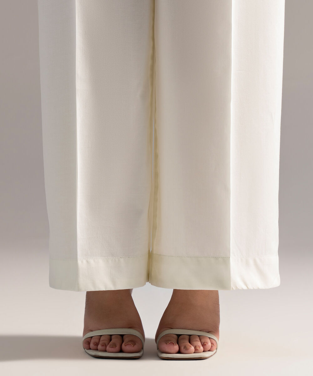 Women's RTW Cambric Solid Off White Culottes