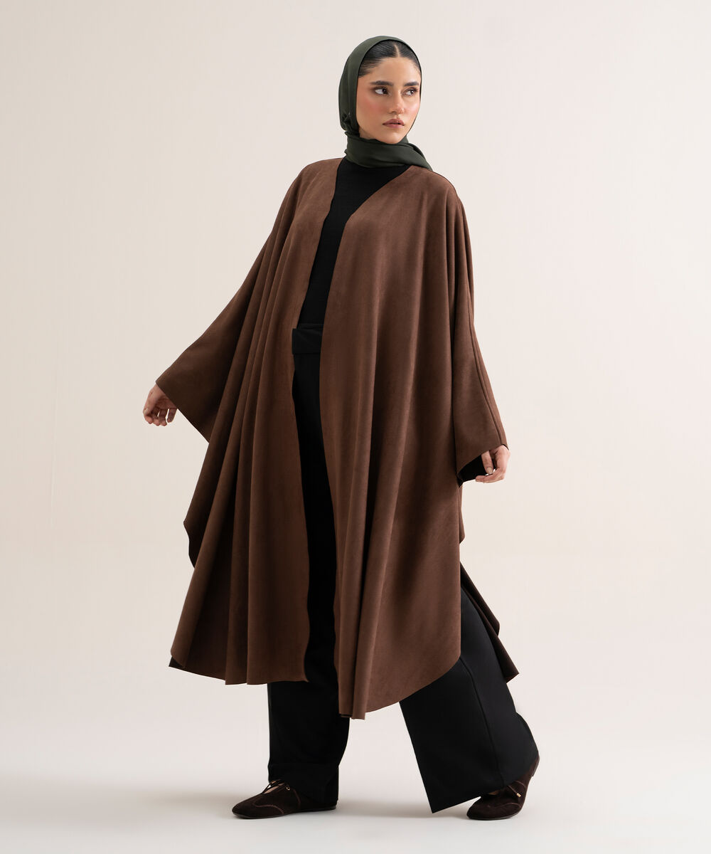 Women's Polyester Brown Kaftan Abaya Set