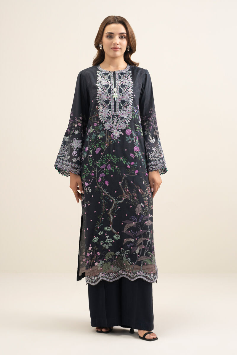 2 Piece - Embroidered Raw Silk Suit