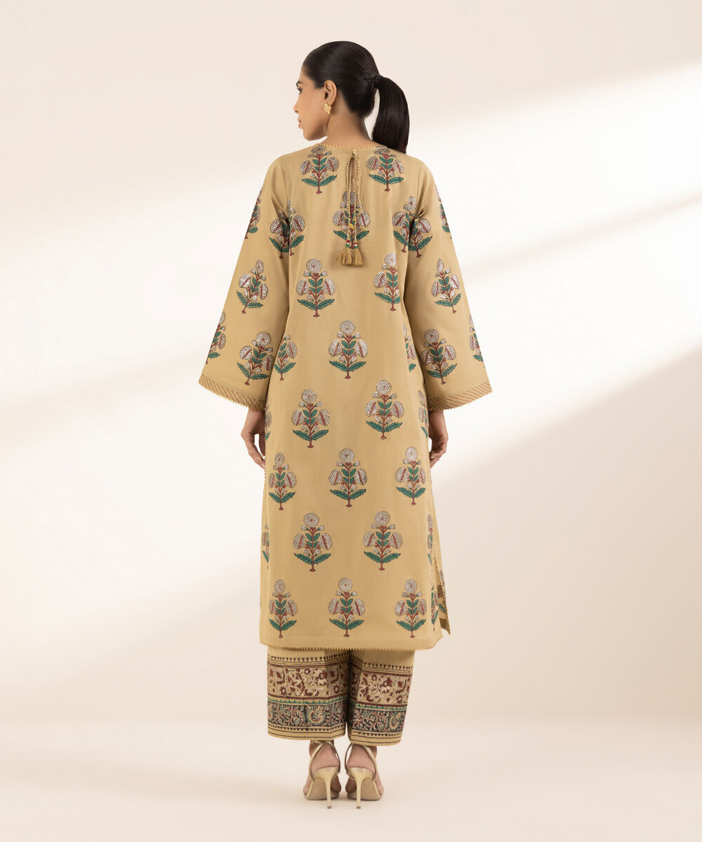 Women's RTW Lawn Brown Printed A-Line Shirt